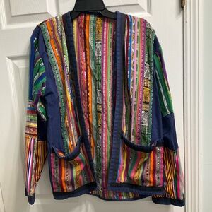 Patchwork Open Front Festival Cardigan With Woven textile patterns